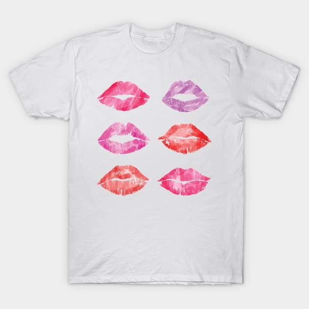 Kissing Lipstick Collage, Lips of Love Art Print T-Shirt by RobbShopp